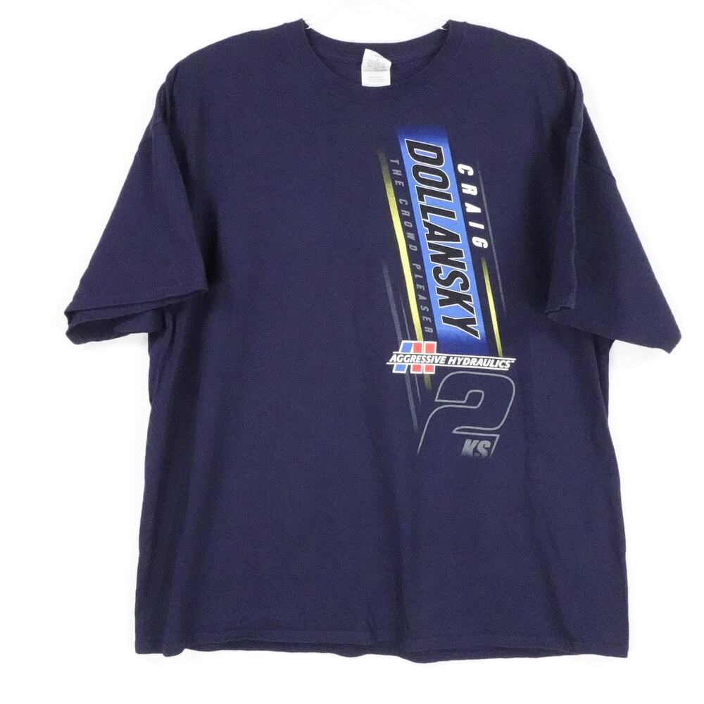 Craig Dollansky Shirt Mens 2XL Blue Aggressive Hydraulics Racing Sprint Car Tee‎